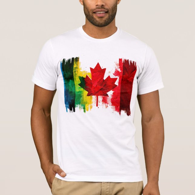 Camiseta Orgullo gay de Canadá Bandera Arcoiris Hoja de arc (Anverso)