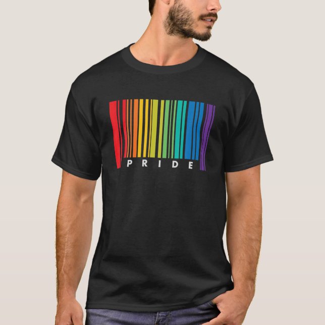 Camiseta Orgullo gay de código de barras LGBT Bandera bisex (Anverso)