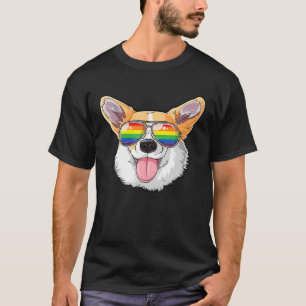 Camiseta Orgullo gay de Corgi LGBT Bandera arco iris gafas 