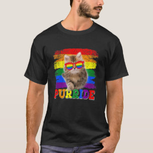 Camiseta Orgullo Gay de Gato Gafas de Sol Arcoíris Lgbtq Pu