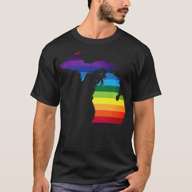 Camiseta Orgullo gay de la bandera arcoíris LGBT de Michiga (Anverso)