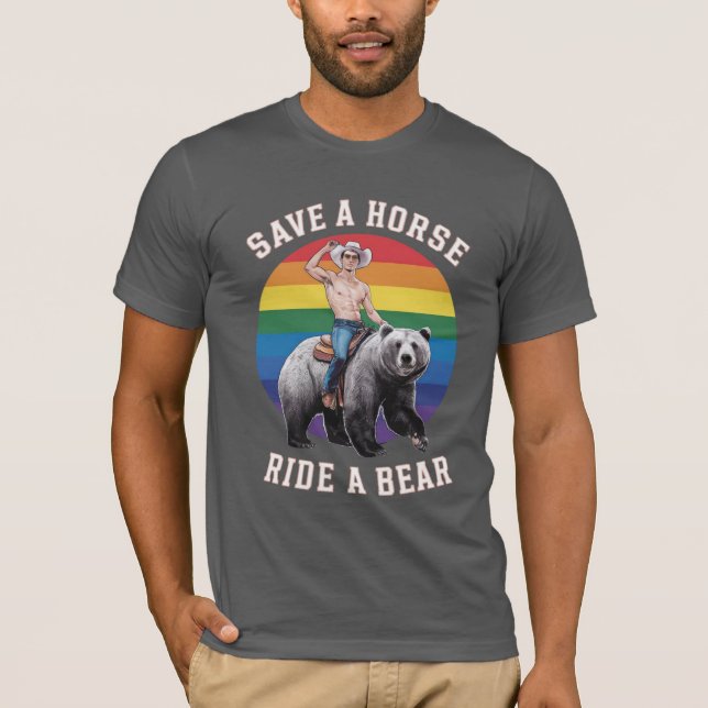 Camiseta Orgullo Gay De Oso Guarda Un Caballo De Oso (Anverso)