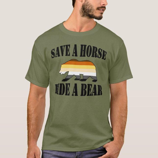 Camiseta Orgullo Gay De Oso Salvar A Un Caballo De Un Oso (Anverso)