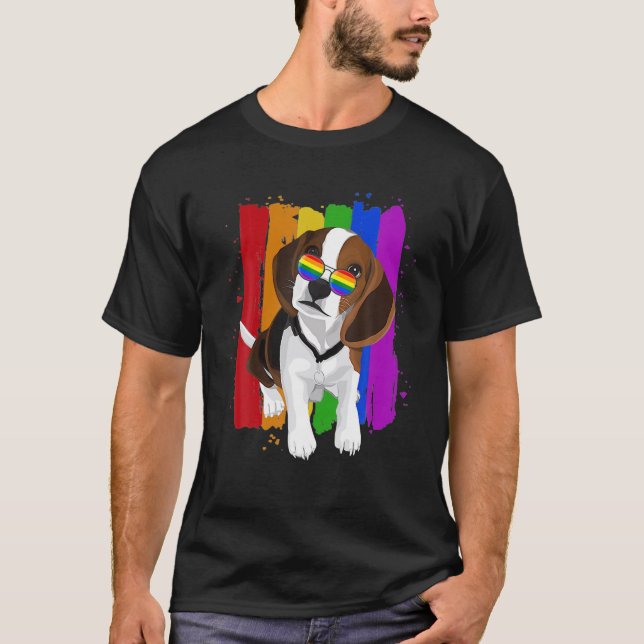 Camiseta Orgullo gay de perro chiflado LGBT amante de perro (Anverso)