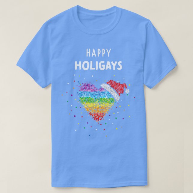 Camiseta Orgullo gay de Santa Hat arcoiris LGBTQ (Diseño del anverso)