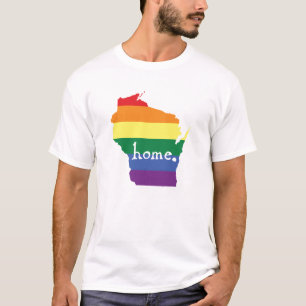 Camiseta Orgullo gay de Wisconsin Mapa del hogar