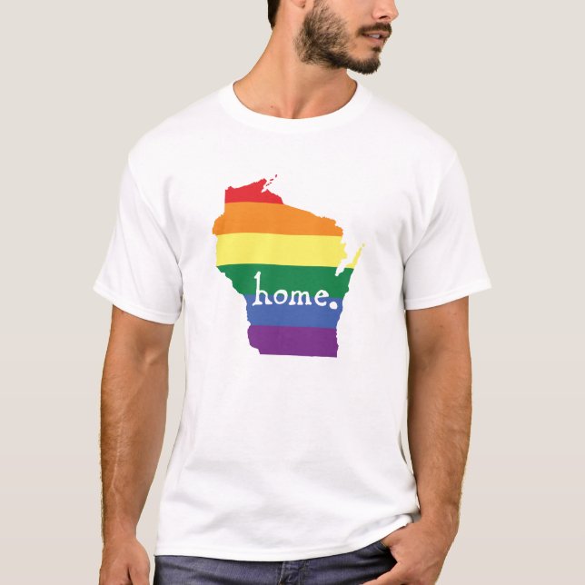 Camiseta Orgullo gay de Wisconsin| Mapa del hogar (Anverso)