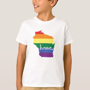 Camiseta Orgullo gay de Wisconsin  Mapa del hogar