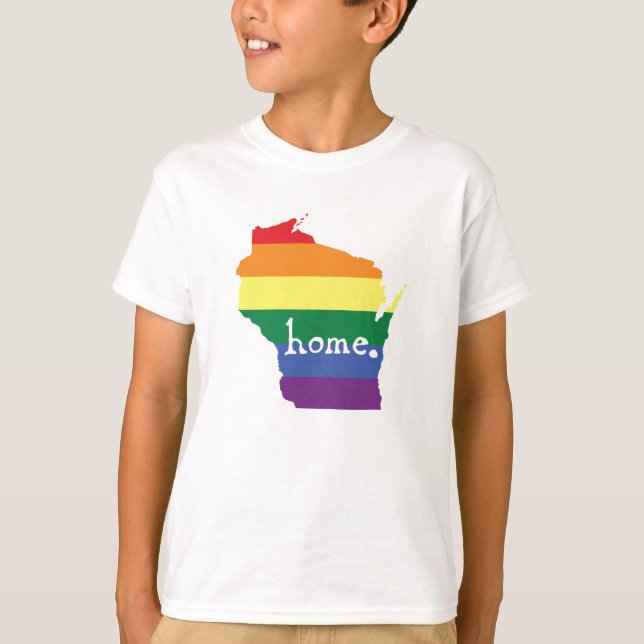 Camiseta Orgullo gay de Wisconsin| Mapa del hogar (Anverso)