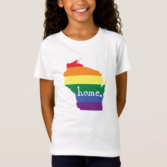 Camiseta Orgullo gay de Wisconsin| Mapa del hogar (Anverso)