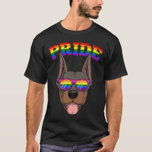 Camiseta Orgullo Gay Doberman Perro Dobie Con Sol Arcoiris 