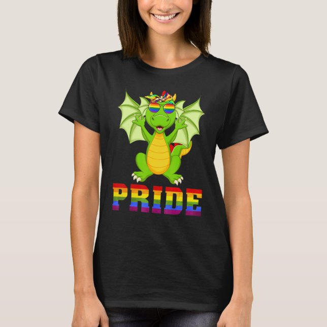 Camiseta Orgullo Gay Dragon Lgbt Bandera Arcoiris Gafas De  (Anverso)