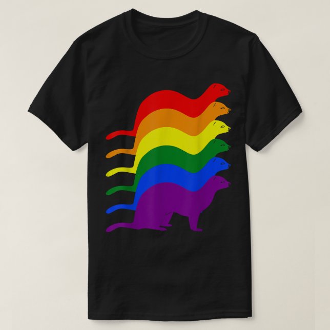Camiseta Orgullo Gay Ferret LGBT Bandera Arcoiris Concienci (Diseño del anverso)