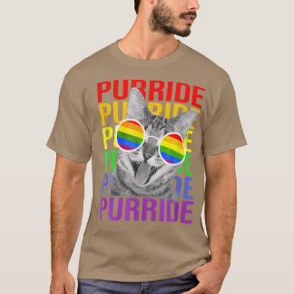 Camiseta Orgullo Gay Gato Cuidado Bandera Arcoiris Gafas De