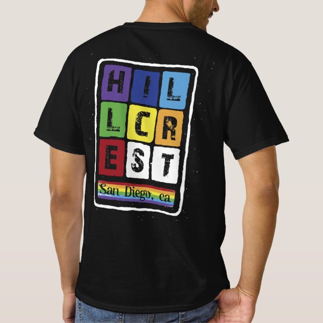 Camiseta Orgullo gay Hillcrest San Diego California Retro V (Reverso)