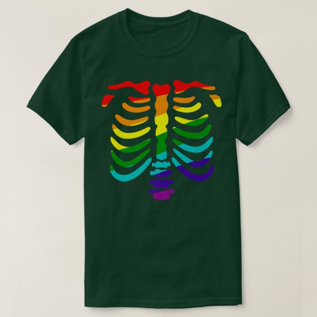 Camiseta Orgullo gay homosexual, Ra de la cinta esquelética (Diseño del anverso)
