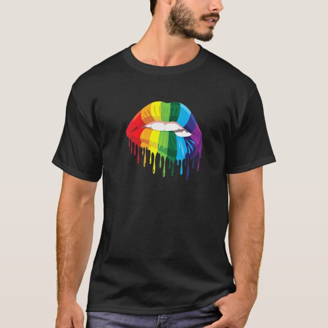 Camiseta Orgullo Gay Igualdad De Arcoiris Derrame De Lip De (Anverso)