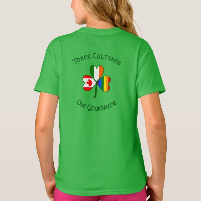 Camiseta Orgullo gay Irlanda Canadá Bandera Shamrock person (Reverso)