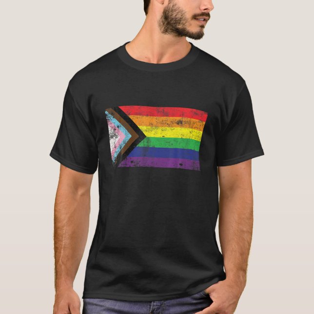 Camiseta Orgullo gay LGBQ Bandera arco iris Trans-género Or (Anverso)
