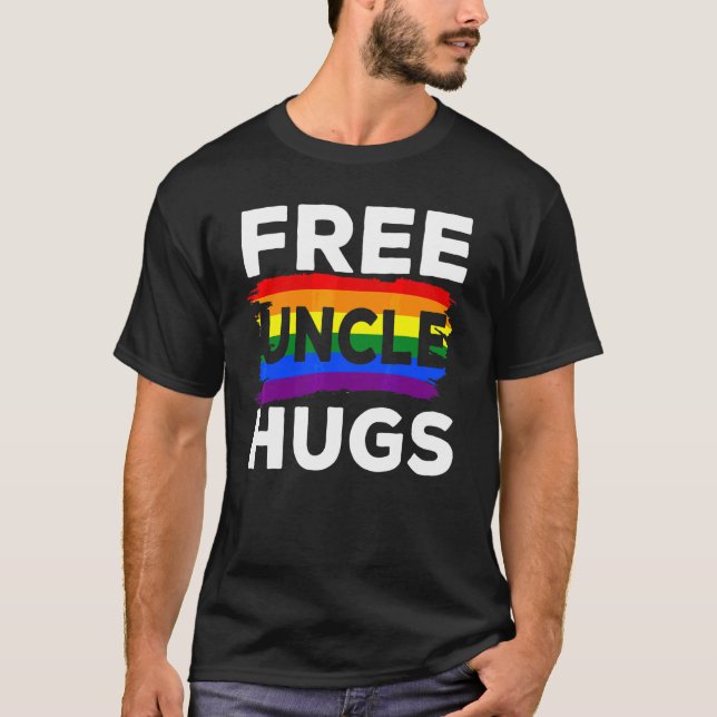 Camiseta Orgullo Gay Lgbt Abrazos gratis de tío coincidente (Anverso)