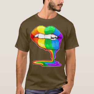 Camiseta Orgullo gay LGBT Bandera arcoiris labios pesados p