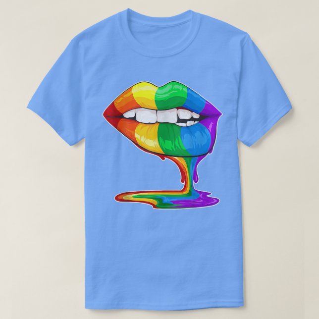 Camiseta Orgullo gay LGBT Bandera arcoiris labios pesados p (Diseño del anverso)