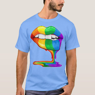 Camiseta Orgullo gay LGBT Bandera arcoiris labios pesados p