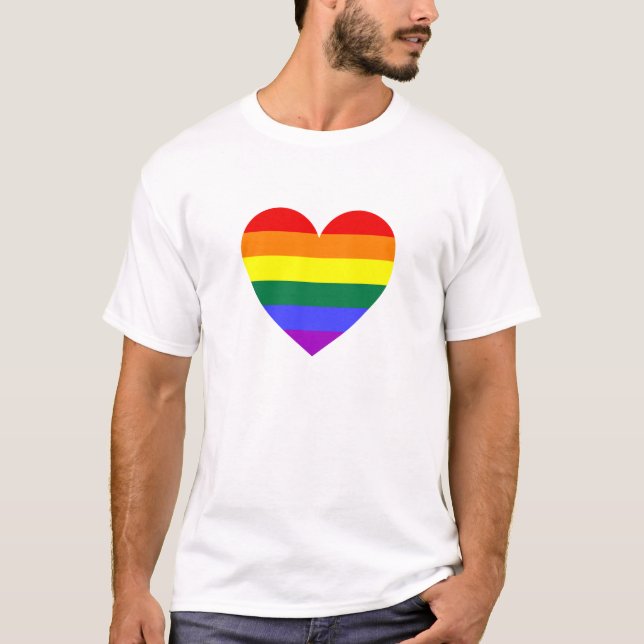 Camiseta Orgullo gay LGBT Corazón arcoiris (Anverso)