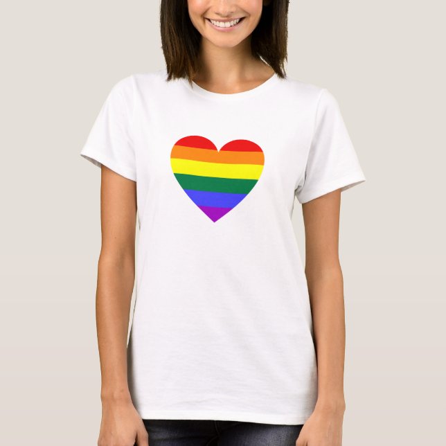 Camiseta Orgullo gay LGBT Corazón arcoiris (Anverso)