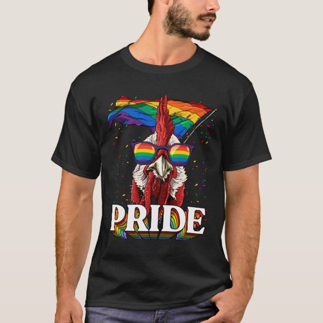 Camiseta Orgullo gay LGBT de pollo (Anverso)