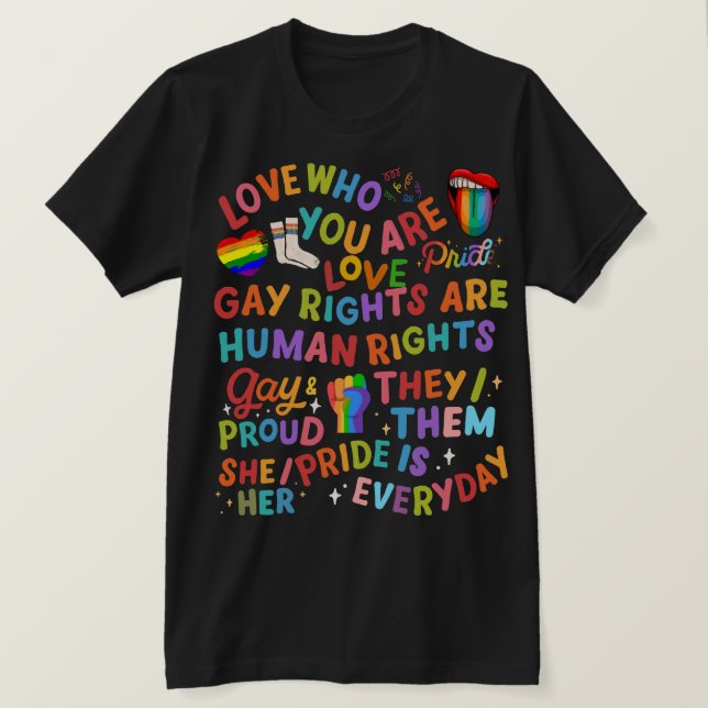 Camiseta Orgullo gay LGBT en color arcoiris (Anverso del diseño)