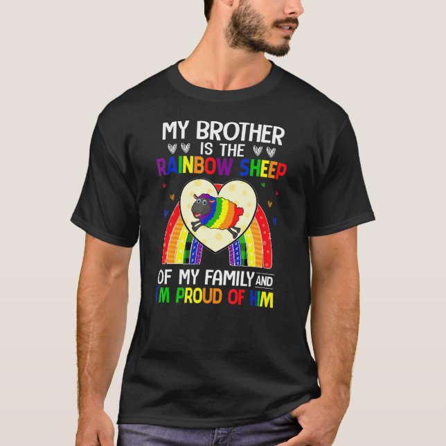 Camiseta Orgullo Gay Lgbt Mi Hermano Es Oveja Arcoiris De F (Anverso)