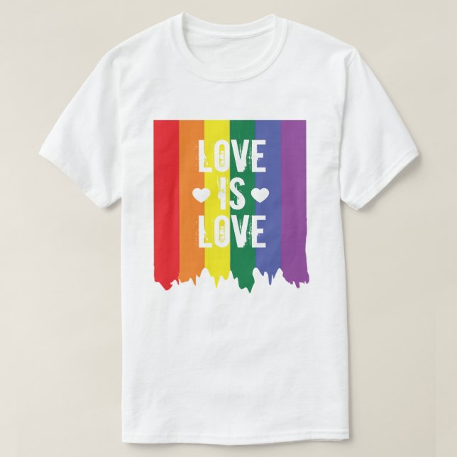 Camiseta Orgullo gay LGBT Rainbow Paint Love is Love (Diseño del anverso)
