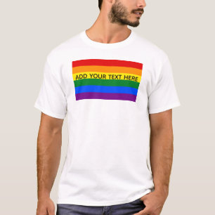 Camiseta Orgullo gay LGBT Rayos arcoiris Personalizado Text