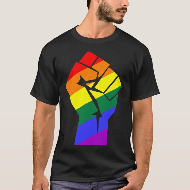 Camiseta Orgullo gay Lgbtq Bandera Arcoiris resiste primera (Anverso)