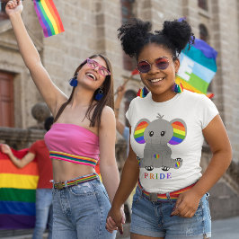 Camiseta Orgullo gay LGBTQ - lindo elefante con bandera arc