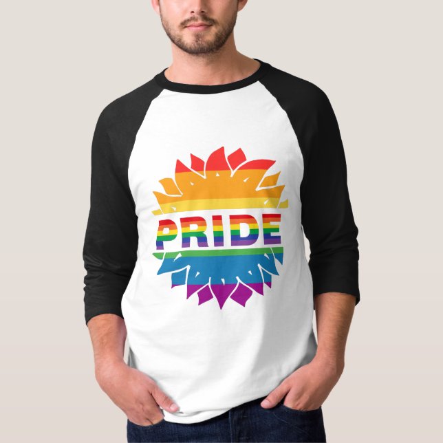 Camiseta Orgullo gay lgbtq queer rainbow sunflower T-Shirt (Anverso)