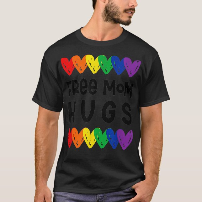 Camiseta Orgullo gay: Mamá libre abraza diciendo suspensión (Anverso)