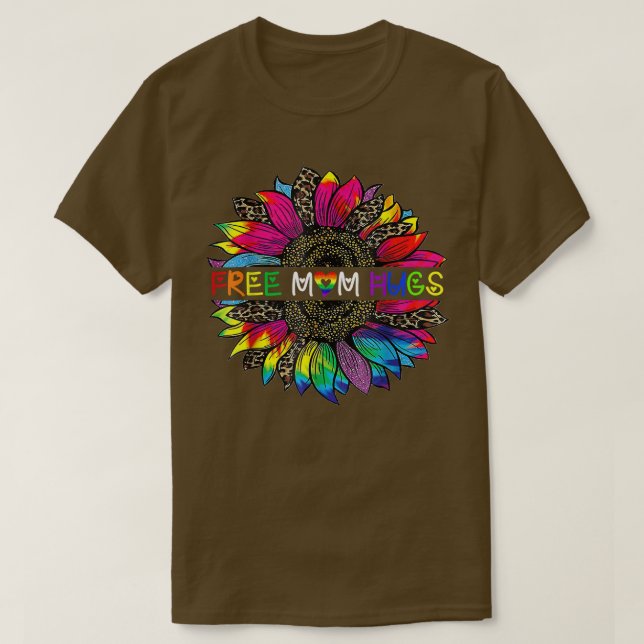 Camiseta Orgullo gay Mamá libre abraza leopardo del girasol (Diseño del anverso)