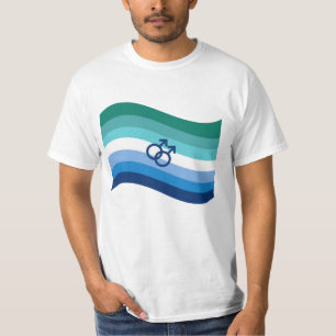 Camiseta Orgullo Gay Masculino de Amor Azul Bandera Wavy