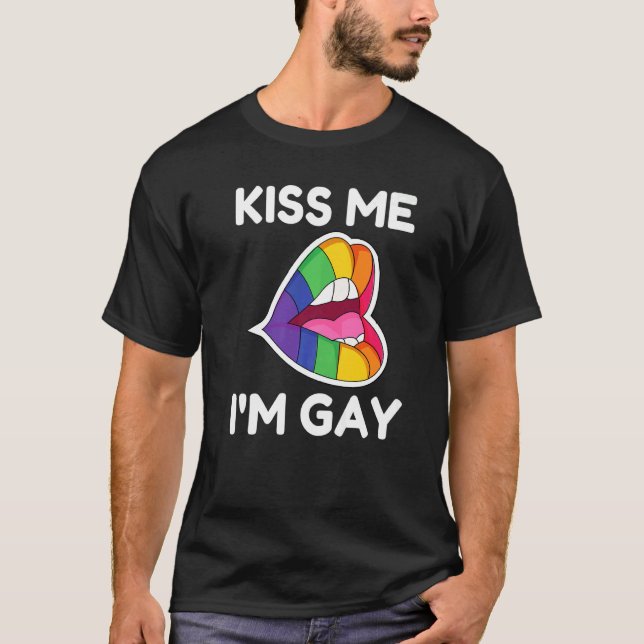 Camiseta Orgullo gay me besa soy mujeres gay Lgbtq Arcoiris (Anverso)