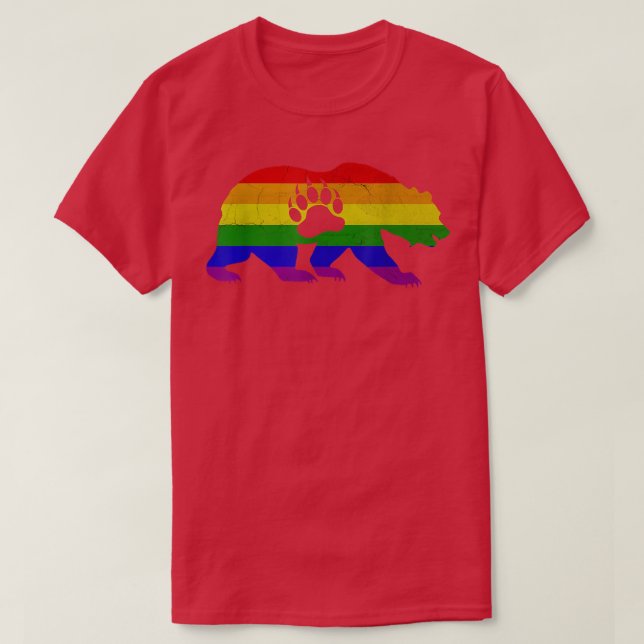 Camiseta Orgullo gay - Pata de oso de la bandera LGBT (Diseño del anverso)