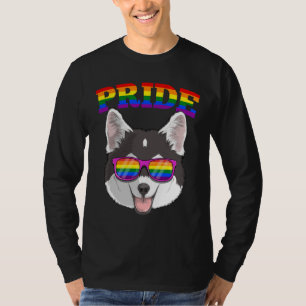 Camiseta Orgullo Gay Pomsky Perro Husky Pomerania Mixta Con