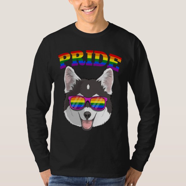 Camiseta Orgullo Gay Pomsky Perro Husky Pomerania Mixta Con (Anverso)