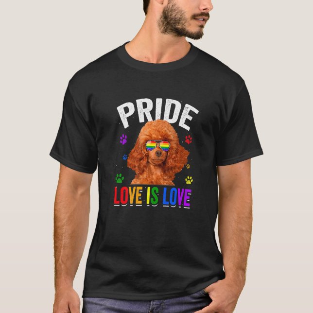 Camiseta Orgullo Gay Poodle Lgbt Bandera Arcoiris Perro (Anverso)