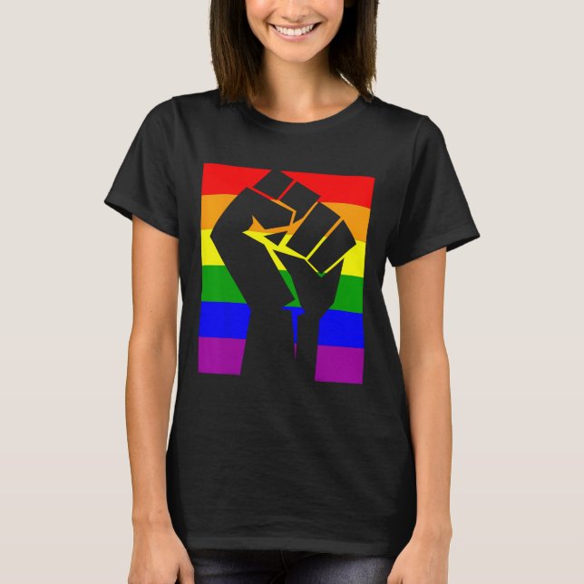 Camiseta Orgullo gay resiste primera bandera arcoiris camis (Anverso)
