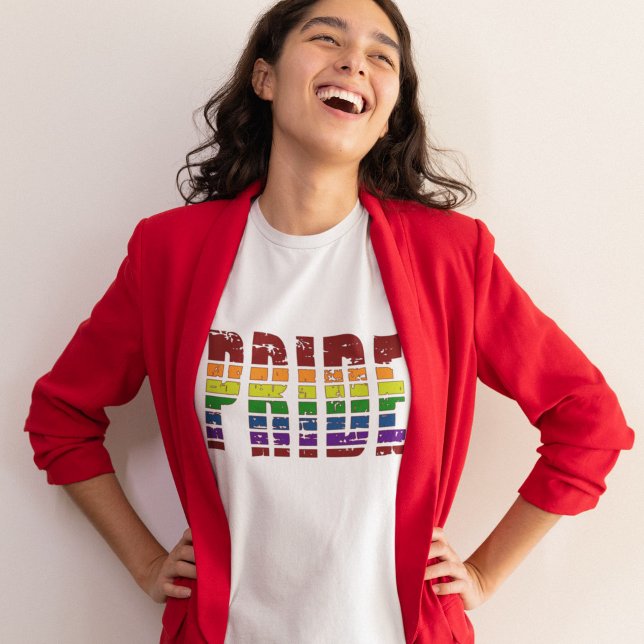Camiseta Orgullo gay retro Sunset Rainbow LGBTQ2S+ (on a white shirt)