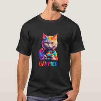 Camiseta Orgullo Gaymer Arcoíris Gato Controlador Juegos Ju