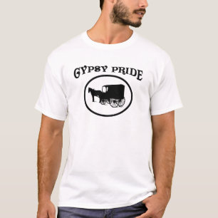 Camiseta Orgullo gitano Caravana blanca y negra