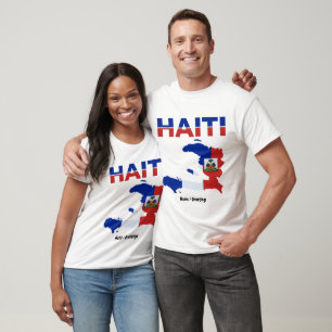 Camiseta Orgullo haitiano Diseño de mapa de bandera de Hait
